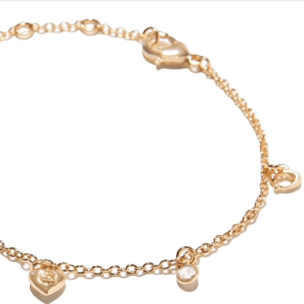 Coach Delicate Gold Charm Bracelet - Jewelry 14k Gold Plated Over Brass - Picture 2 of 9